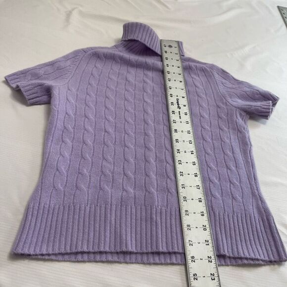Lord & Taylor Cashmere Purple Lilac Short Sleeve Turtleneck Sweater Size Small - Picture 5 of 5